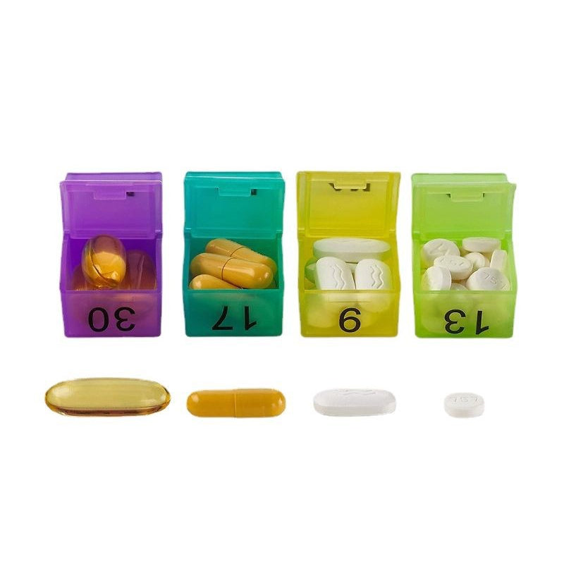 💊📅 Dagelijkse 31-daagse pillendoosje voor op reis🔒📦 Medicijnendoosje voor 4 weken met vakjes en labels, ideaal voor weekplanning, vakanties en senioren, compacte opslag