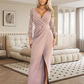 👗Elegante avondjurk met V-hals en lange mouwen