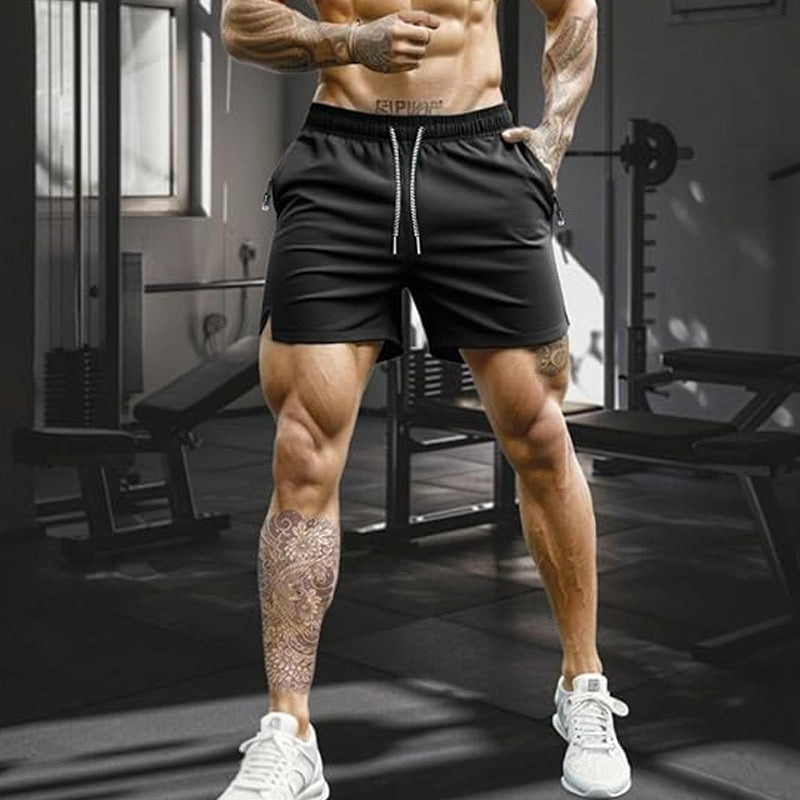 Sneldrogende sportshort voor heren met zakken met ritssluiting