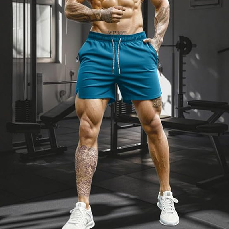 Sneldrogende sportshort voor heren met zakken met ritssluiting