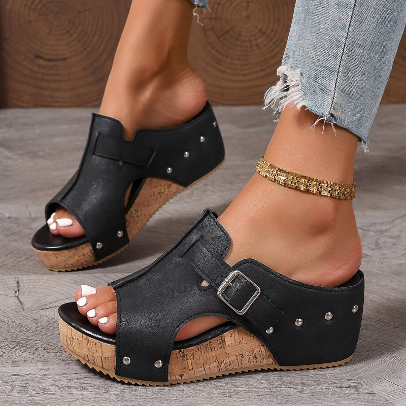 Damesmode Peep Toe sleehak sandalen met plateauzool