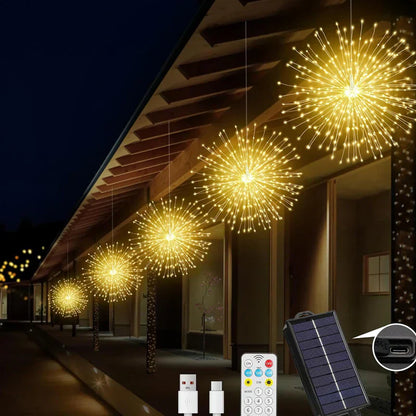 Zonne-energie vuurwerk lichtslinger voor tuin en feesten