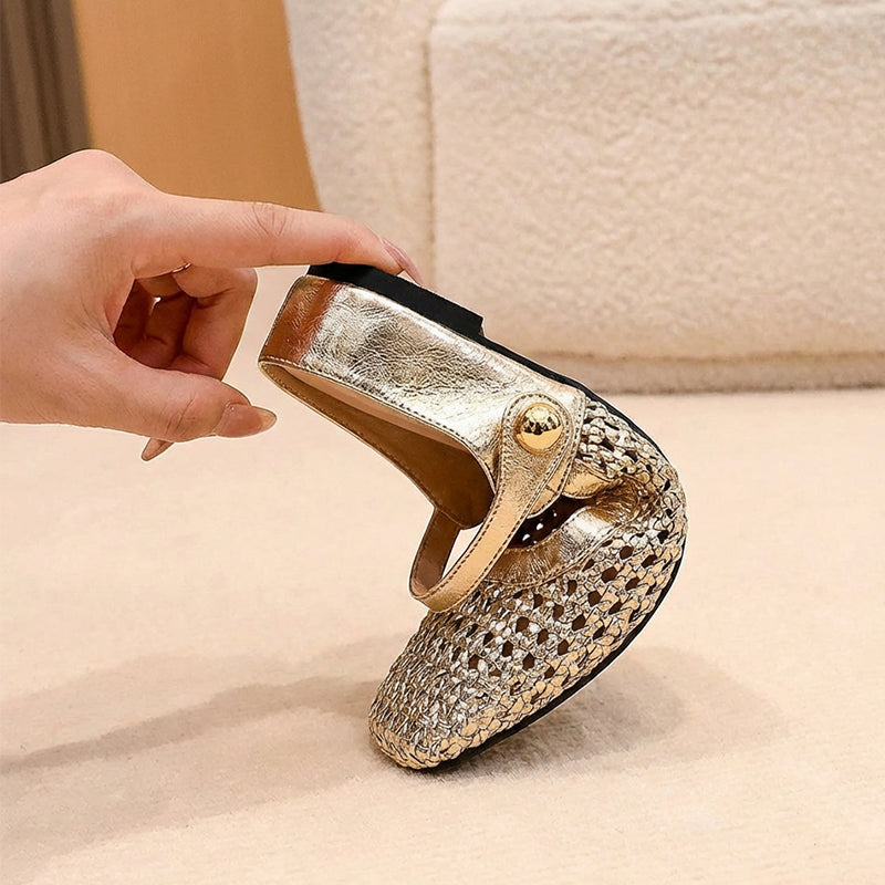 👡50% korting!☁️Dames muiltjes met vierkante neus en geweven bandjes