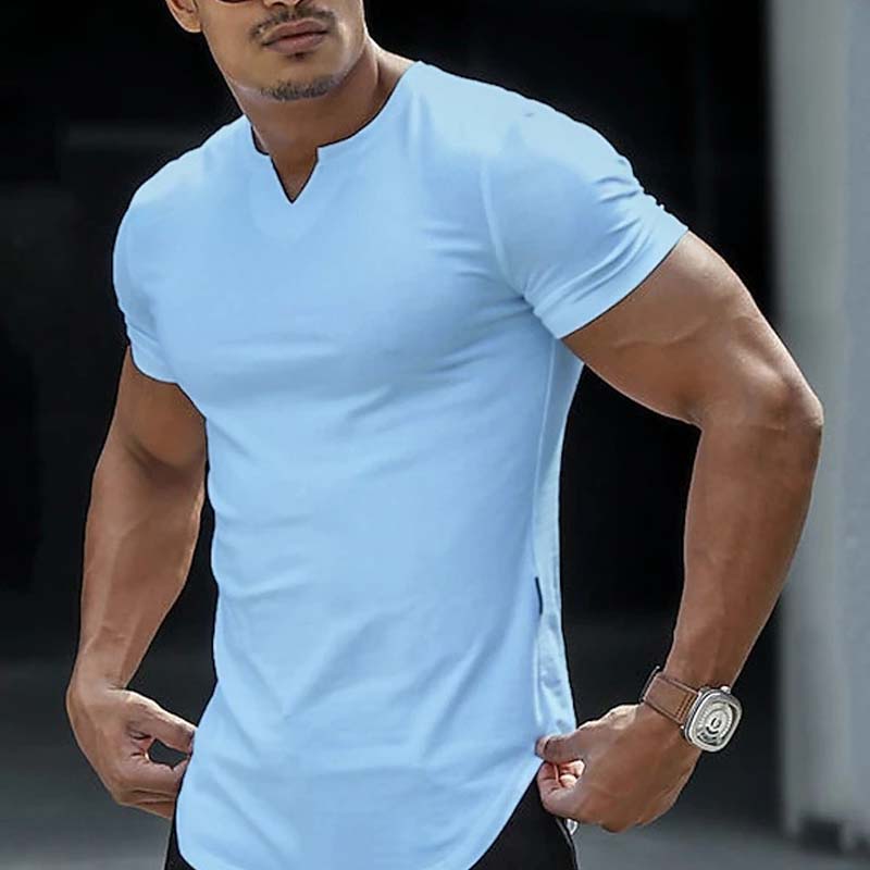 💎 50% KORTING NU! ⚡ Heren Casual Effen Sportief T-Shirt – Slim Fit, Ingekeepte V-Hals & Premium Stretch Stof 👕🔥