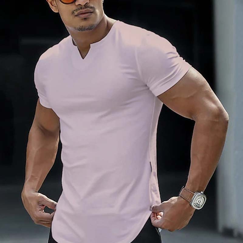 💎 50% KORTING NU! ⚡ Heren Casual Effen Sportief T-Shirt – Slim Fit, Ingekeepte V-Hals & Premium Stretch Stof 👕🔥