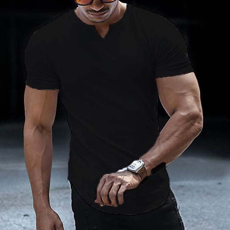 💎 50% KORTING NU! ⚡ Heren Casual Effen Sportief T-Shirt – Slim Fit, Ingekeepte V-Hals & Premium Stretch Stof 👕🔥