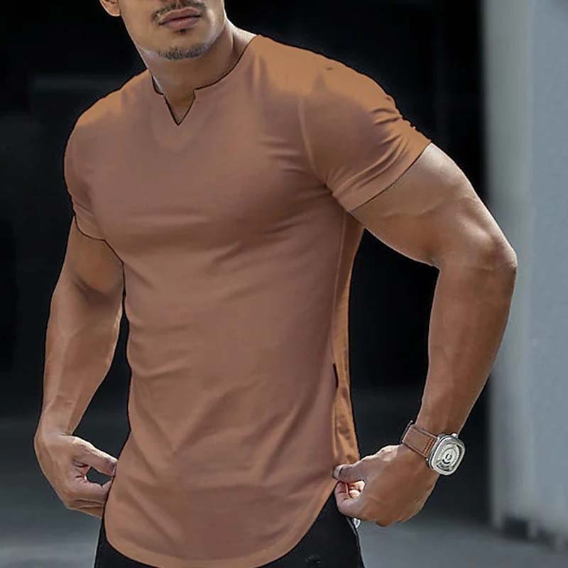 💎 50% KORTING NU! ⚡ Heren Casual Effen Sportief T-Shirt – Slim Fit, Ingekeepte V-Hals & Premium Stretch Stof 👕🔥