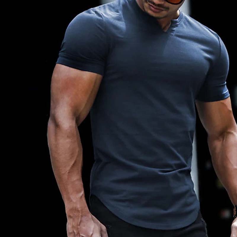 💎 50% KORTING NU! ⚡ Heren Casual Effen Sportief T-Shirt – Slim Fit, Ingekeepte V-Hals & Premium Stretch Stof 👕🔥