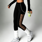 Yoga legging voor dames met mesh, hoge taille en zakken