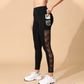 Yoga legging voor dames met mesh, hoge taille en zakken