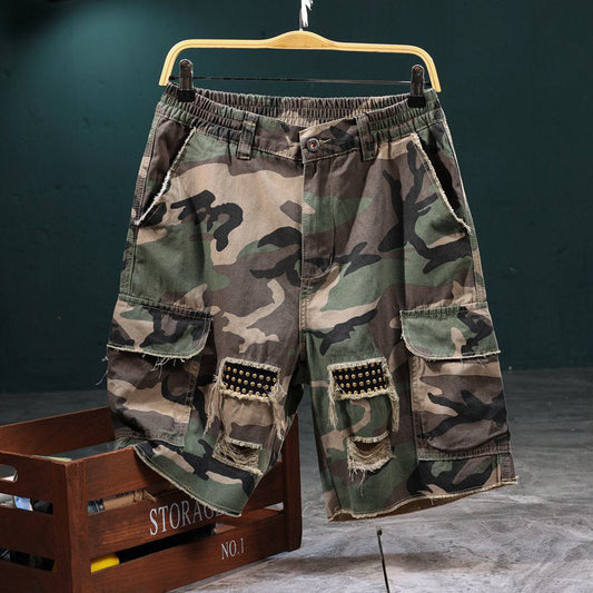 🩳 52 % KORTING! 🔥 Camo-cargoshort met studs voor heren – slijtvast, veel zakken en een stoer camouflagepatroon – ideaal voor buitenactiviteiten en dagelijks gebruik 🌿