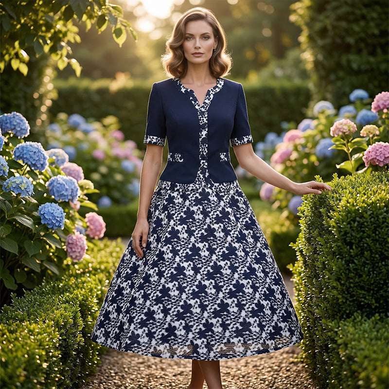 Elegante A-lijn Jurk met Bloemenprint