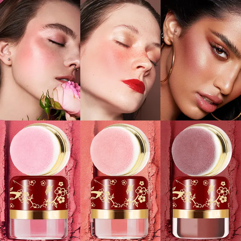 Draagbare poederblush met puff-applicator