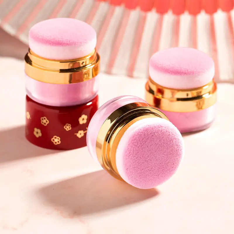 Draagbare poederblush met puff-applicator
