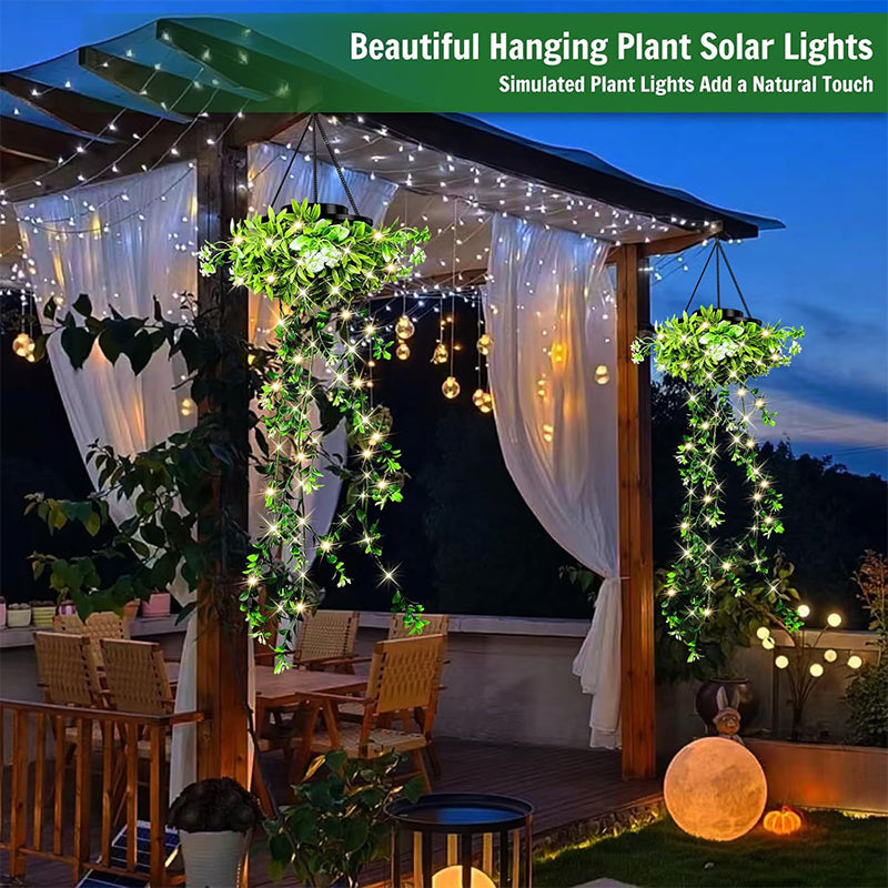 🍃Zonne-energie hangmandlamp met kunstgroen – waterdichte warmwitte LED🔥
