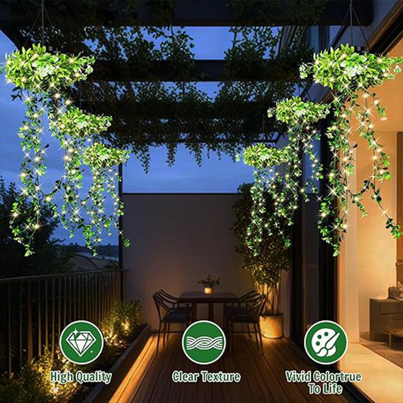 🍃Zonne-energie hangmandlamp met kunstgroen – waterdichte warmwitte LED🔥