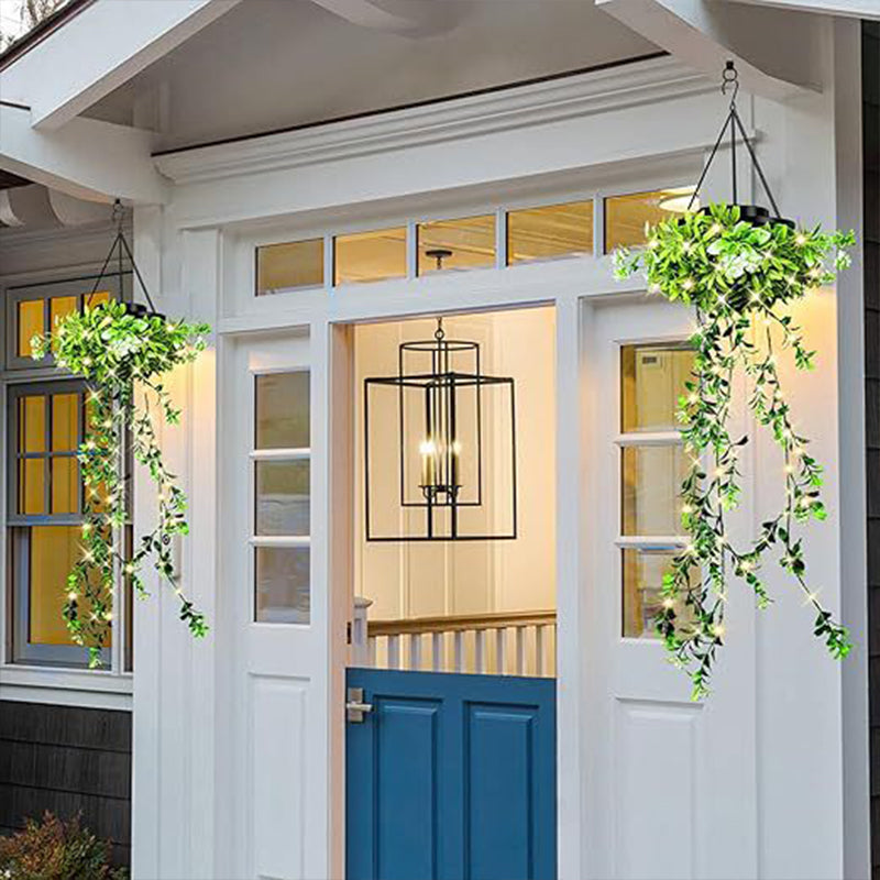 🍃Zonne-energie hangmandlamp met kunstgroen – waterdichte warmwitte LED🔥