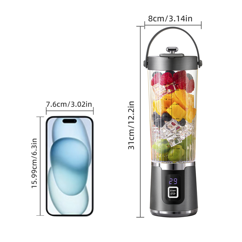 🥤 Draadloze smoothiemaker – 10 messen, USB-C, 600 ml – perfecte smoothies & shakes – overal & direct! ⚡
