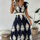 🌸 50% Korting – Elegante Jurk met V-hals & Barokprint | Luchtig, Comfortabel & Vrouwelijk