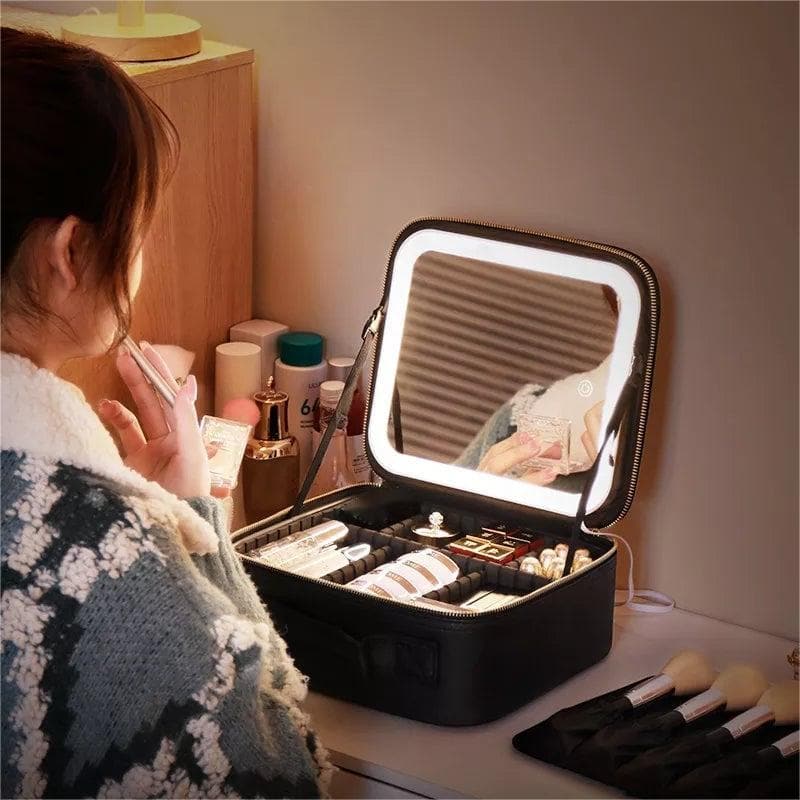 💖Reis make-up organisator tas met licht op LED spiegel (gratis verzending)