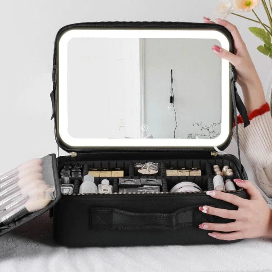 💖Reis make-up organisator tas met licht op LED spiegel (gratis verzending)