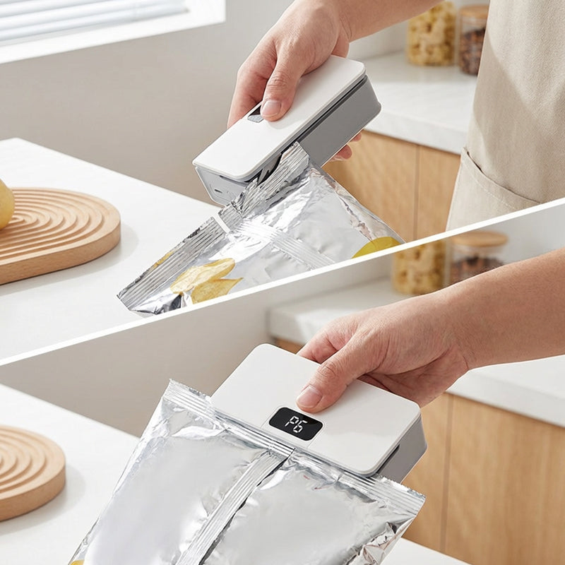 🌞Fris De Lente In Met 50% Korting!🔥2-in-1 Oplaadbare Bag Sealer met Display | Zakken Sealer & Snijder | Magnetisch voor op de Koelkast (USB-C)