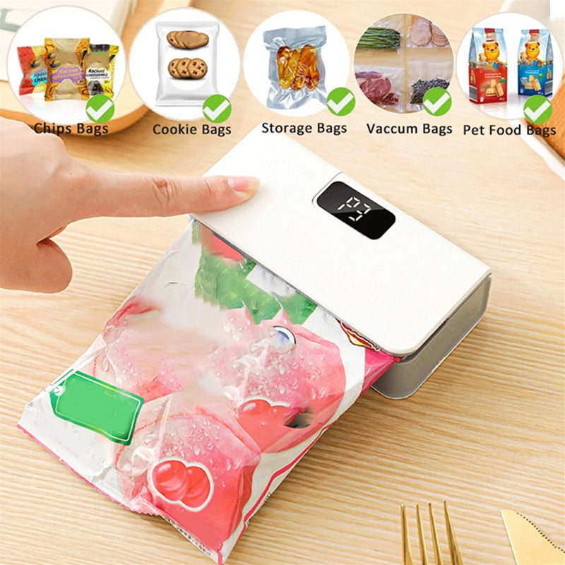 🌞Fris De Lente In Met 50% Korting!🔥2-in-1 Oplaadbare Bag Sealer met Display | Zakken Sealer & Snijder | Magnetisch voor op de Koelkast (USB-C)