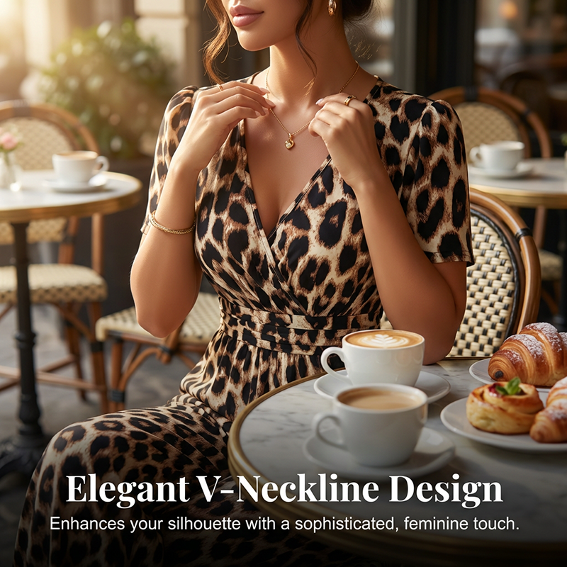 Jumpsuit met luipaardprint, V-hals en wijde pijpen