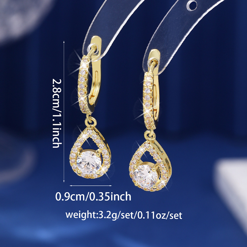 💎50% KORTING!✨Druppel Hoepel Oorbellen – Stralend Zirkoon, Pavé Zetting, Goud of Zilver Afwerking Voor Tijdloze Elegantie🎠