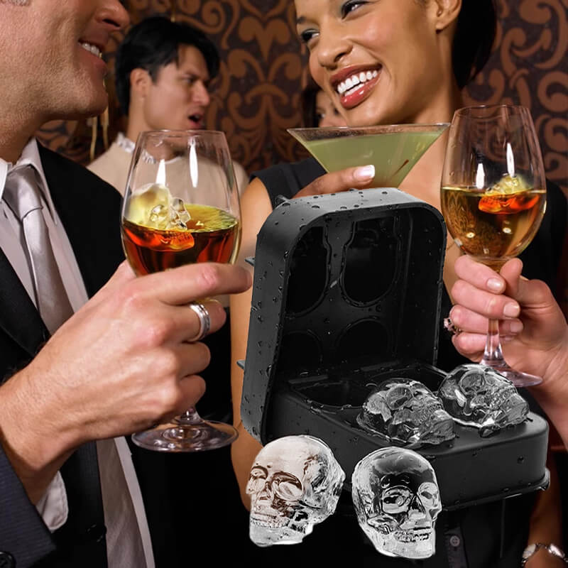 🥳 2026 HOT SALE 💀🧊 DIY siliconen ijsblokjeshouder in schedelvorm – Grote langzaam smeltende schedel voor whisky, cocktails en meer. ✨