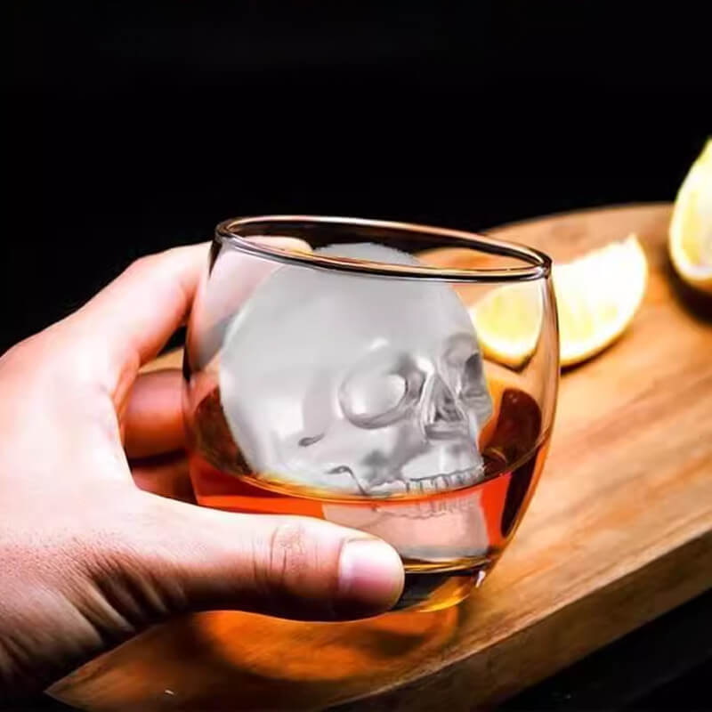 🥳 2026 HOT SALE 💀🧊 DIY siliconen ijsblokjeshouder in schedelvorm – Grote langzaam smeltende schedel voor whisky, cocktails en meer. ✨