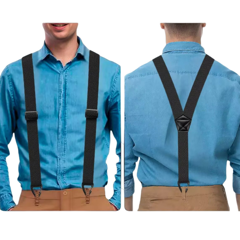 Antislip schouderbanden 👖 Brede elastische band + stevige haken, metalen verstelgesp, duurzaam polyester, geschikt voor zowel werkkleding als buitengebruik 🔧