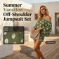 Bohemian jumpsuitset met schoudervrije pasvorm en print