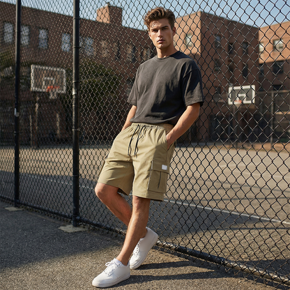 🩳 Tweedelige set + 50% korting🌿 Cargoshorts voor heren – elastische tailleband, lichtgewicht en met veel zakken☀️