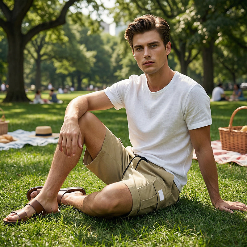 🩳 Tweedelige set + 50% korting🌿 Cargoshorts voor heren – elastische tailleband, lichtgewicht en met veel zakken☀️