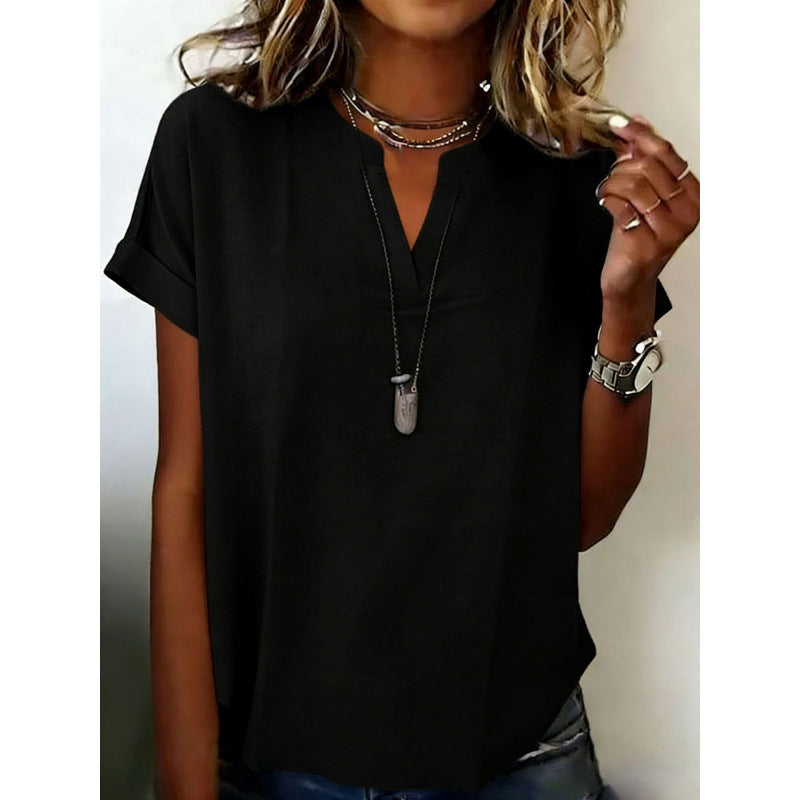 👚Casual damestop met V-hals en korte mouwen