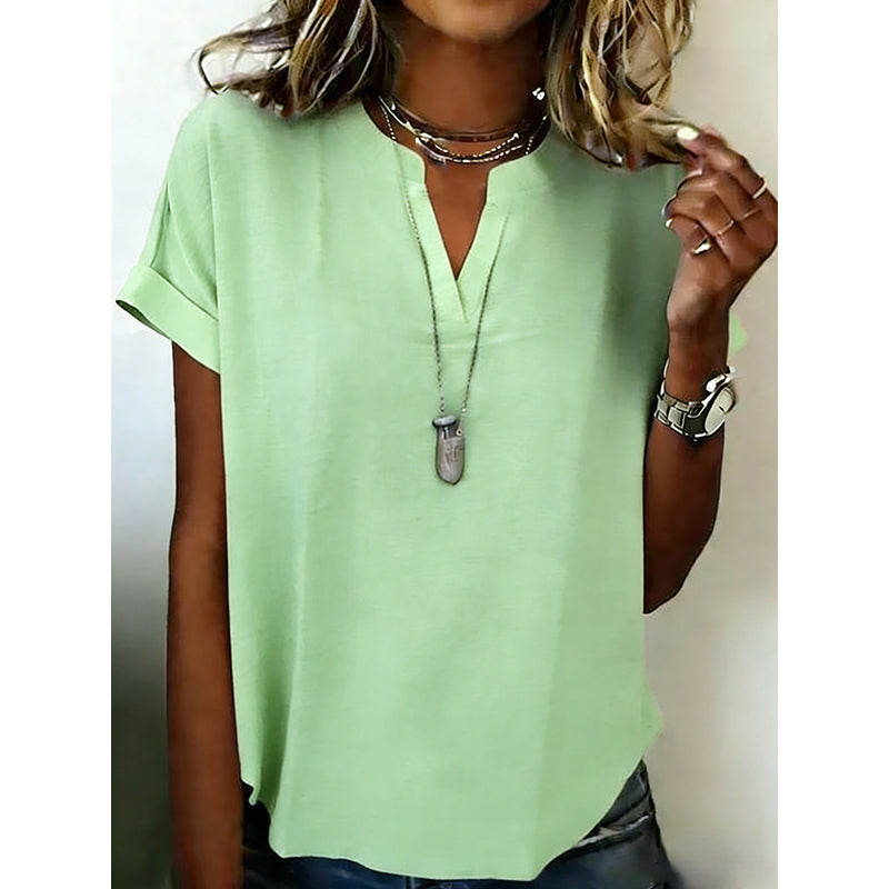 👚Casual damestop met V-hals en korte mouwen