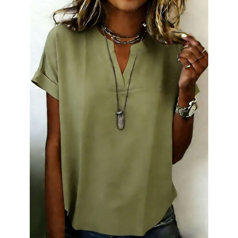 👚Casual damestop met V-hals en korte mouwen