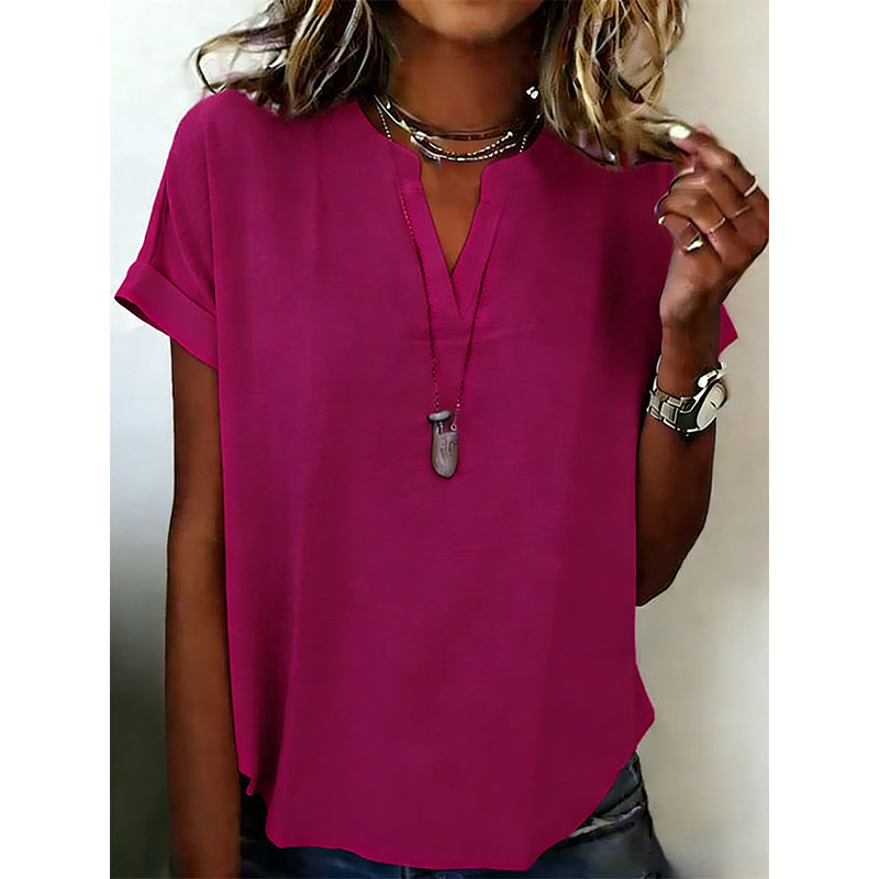 👚Casual damestop met V-hals en korte mouwen