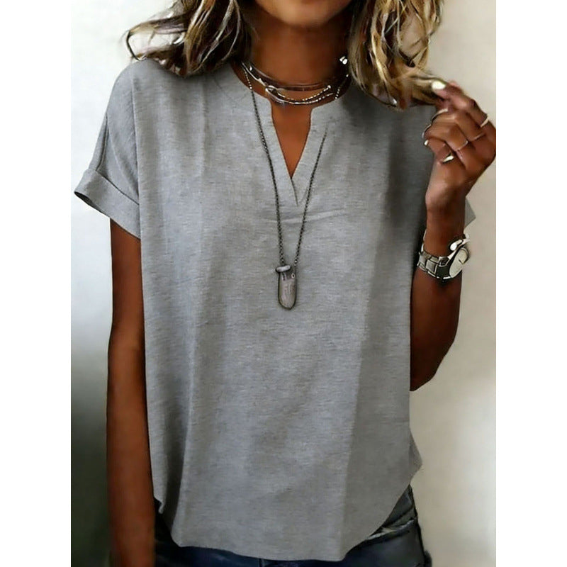 👚Casual damestop met V-hals en korte mouwen
