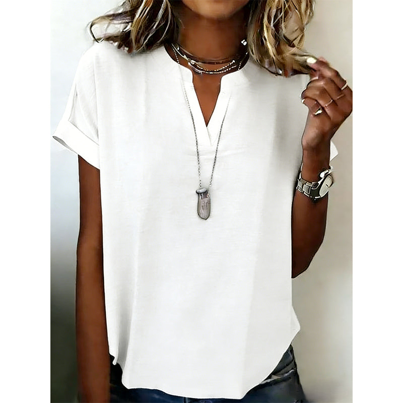 👚Casual damestop met V-hals en korte mouwen