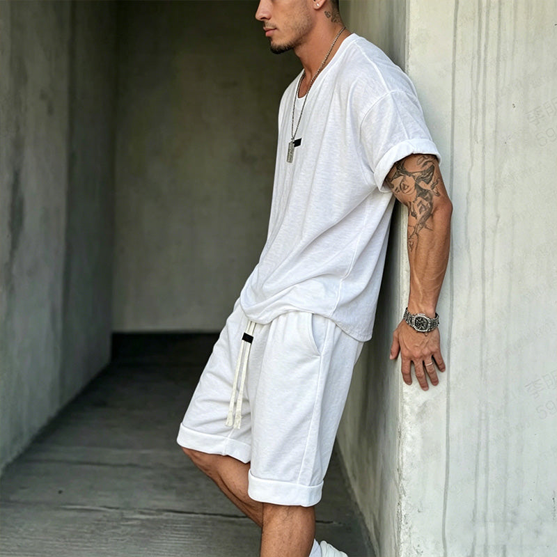 👕🩳 Casual T-shirt- en korte broekset voor heren | Comfortabel • Ademend • 2-delig