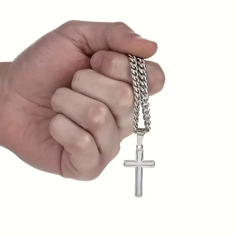 ⛓️ NU 50% KORTING! ✝️ Herenketting met kruishanger van roestvrij staal – Tijdloos symbool, duurzame materialen en een kant-en-klare geschenkverpakking 🎁