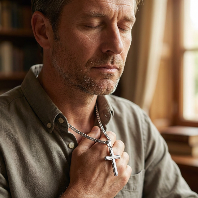 ⛓️ NU 50% KORTING! ✝️ Herenketting met kruishanger van roestvrij staal – Tijdloos symbool, duurzame materialen en een kant-en-klare geschenkverpakking 🎁