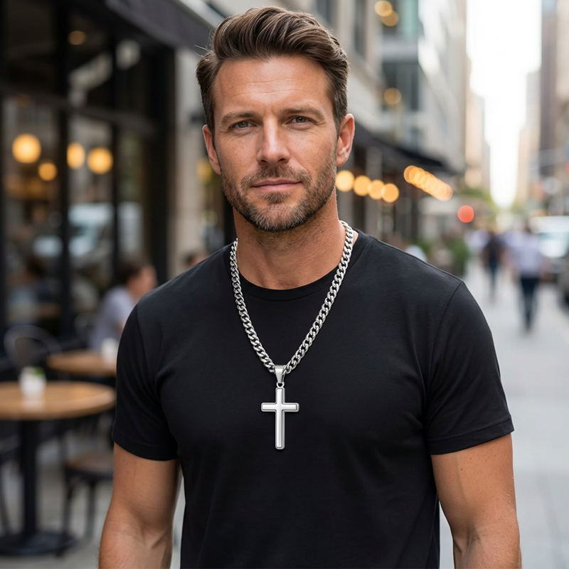 ⛓️ NU 50% KORTING! ✝️ Herenketting met kruishanger van roestvrij staal – Tijdloos symbool, duurzame materialen en een kant-en-klare geschenkverpakking 🎁