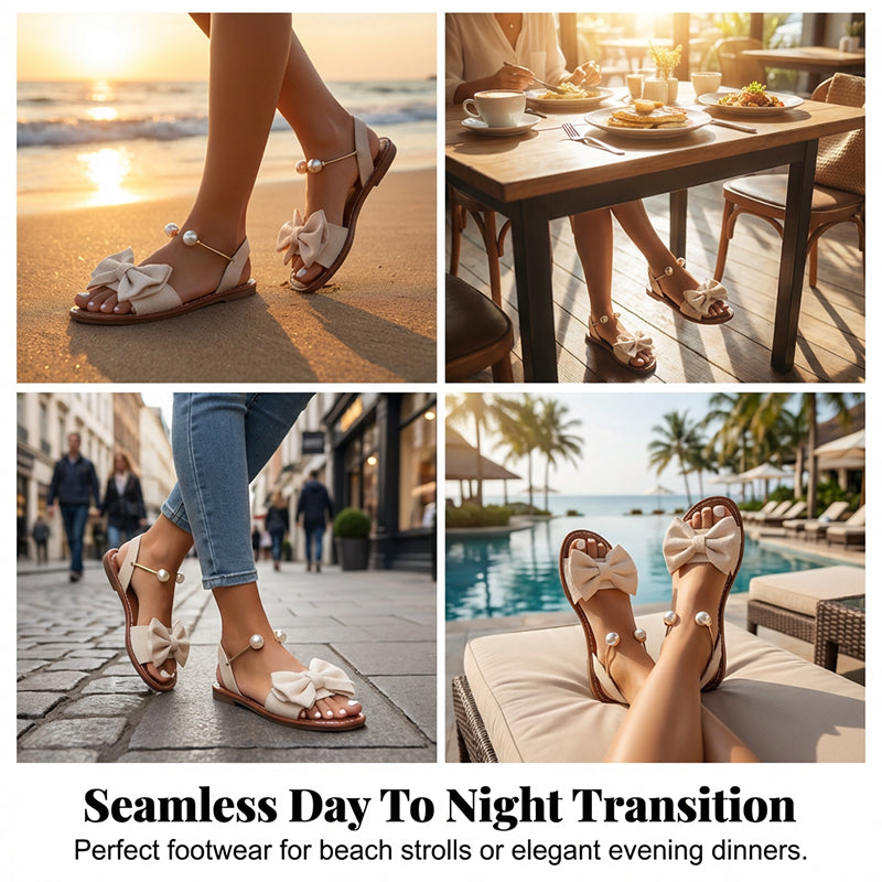🎁2026 Nieuw binnen 50% KORTING💥Stijlvolle parelkleurige sandalen met enkelbandje