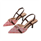Dames pointy-toe slingback hakken met metalen ketting