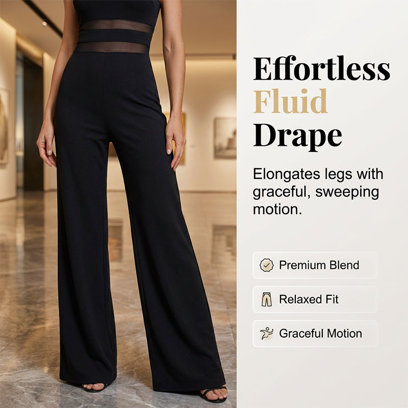 🔥 50% KORTING + GRATIS VERZENDING ✨ One-Shoulder Jumpsuit met Mesh Paneel & Wijde Pijpen | Elegant, Luchtig en Flatterend voor Elke Gelegenheid ✨👗