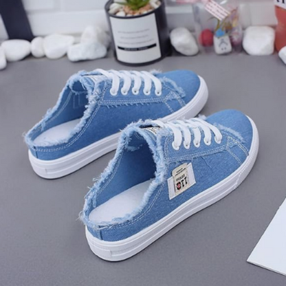 👟 NU 60% KORTING! 👖 Dames denim muiltjes – makkelijk aan te trekken, comfortabele zool & perfect voor een casual zomerlook ☀️