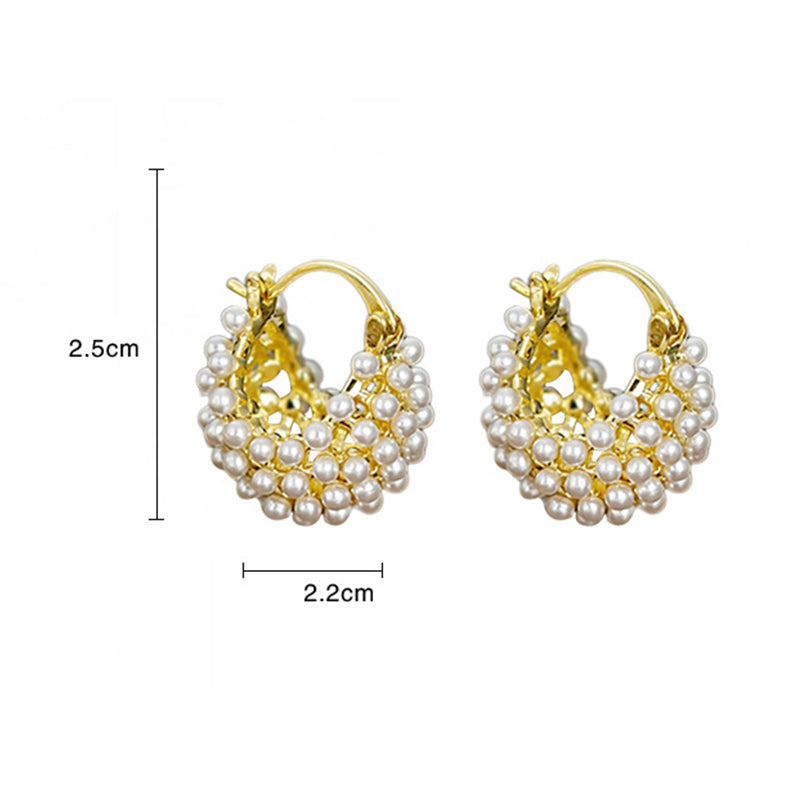✨ Oorbellen met kunstparels in mandvorm – goudkleurig en met een uniek vlechtpatroon, voor een vleugje klassieke elegantie bij je dagelijkse outfits 🪀